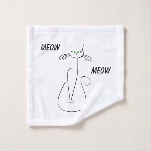 Slinky Black Cat Meow Meow Meow Custom Text Green  Badhandtuch Set (Waschlappen)