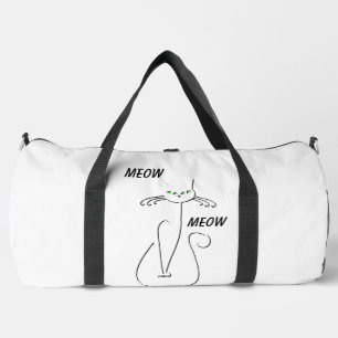 Slinky Black Cat Meow Meow Meow Custom Text Green Duffle Bag