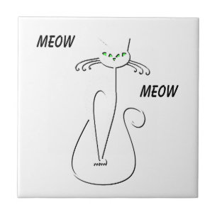 Slinky Black Cat Meow Meow Meow Custom Text Green  Fliese
