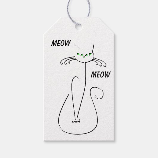 Slinky Black Cat Meow Meow Meow Custom Text Green Geschenkanhänger (Vorderseite)