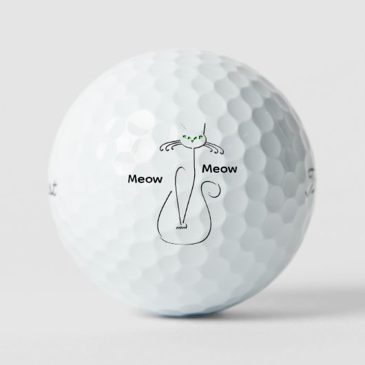 Slinky Black Cat Meow Meow Meow Custom Text Green Golfball (Vorderseite)