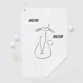 Slinky Black Cat Meow Meow Meow Custom Text Green  Golfhandtuch