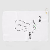 Slinky Black Cat Meow Meow Meow Custom Text Green Golfhandtuch (Horizontal)