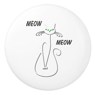 Slinky Black Cat Meow Meow Meow Custom Text Green Keramikknauf