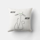 Slinky Black Cat Meow Meow Meow Custom Text Green Kissen (Rückseite)
