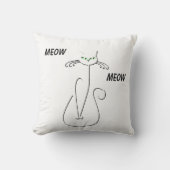 Slinky Black Cat Meow Meow Meow Custom Text Green Kissen (Vorderseite)
