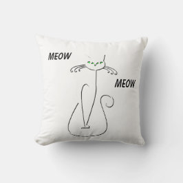 Slinky Black Cat Meow Meow Meow Custom Text Green  Kissen