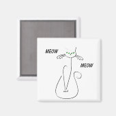 Slinky Black Cat Meow Meow Meow Custom Text Green  Magnet (Vorderseite/Rückseite)