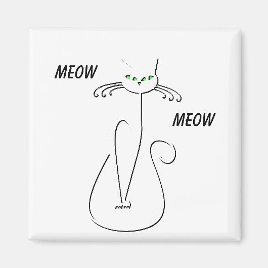 Slinky Black Cat Meow Meow Meow Custom Text Green  Magnet (Vorne)