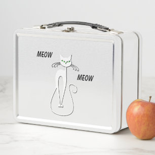 Slinky Black Cat Meow Meow Meow Custom Text Green Metall Brotdose
