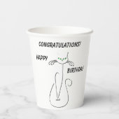 Slinky Black Cat Meow Meow Meow Custom Text Green  Pappbecher (Rückseite)