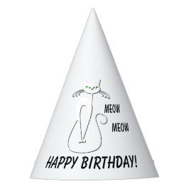 Slinky Black Cat Meow Meow Meow Custom Text Green  Partyhütchen