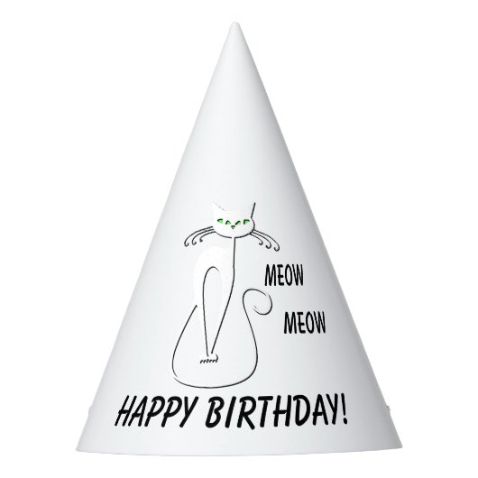 Slinky Black Cat Meow Meow Meow Custom Text Green  Partyhütchen (Vorderseite)