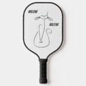 Slinky Black Cat Meow Meow Meow Custom Text Green Pickleball Schläger (Vorderseite)