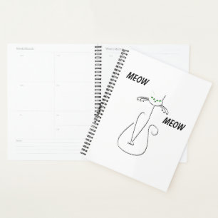Slinky Black Cat Meow Meow Meow Custom Text Green  Planer