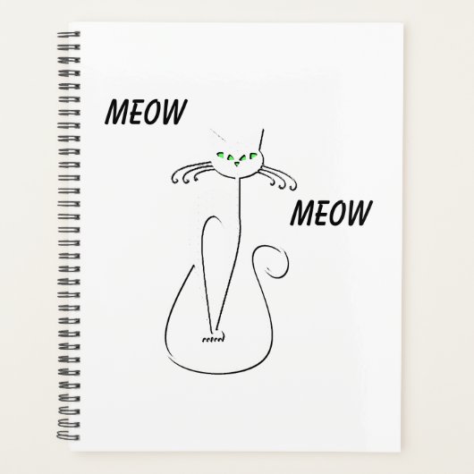 Slinky Black Cat Meow Meow Meow Custom Text Green Planer (Vorderseite)
