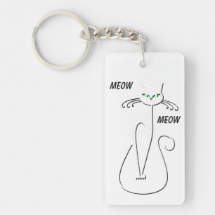 Slinky Black Cat Meow Meow Meow Custom Text Green Schlüsselanhänger