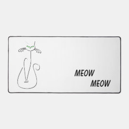 Slinky Black Cat Meow Meow Meow Custom Text Green  Schreibtischunterlage