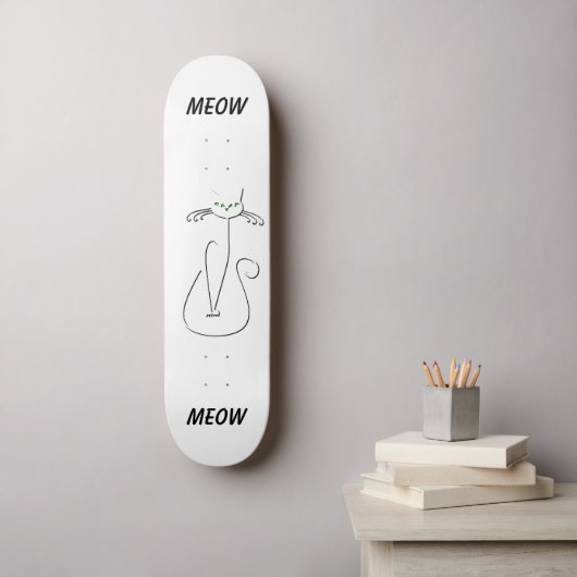 Slinky Black Cat Meow Meow Meow Custom Text Green  Skateboard (Wandkunst)