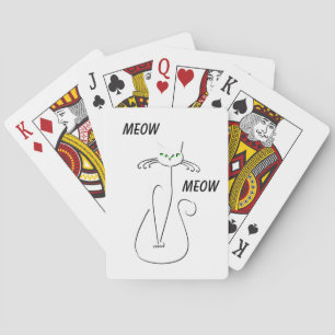 Slinky Black Cat Meow Meow Meow Custom Text Green  Spielkarten