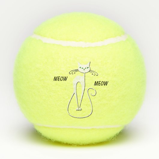 Slinky Black Cat Meow Meow Meow Custom Text Green Tennisbälle (Rückseite)