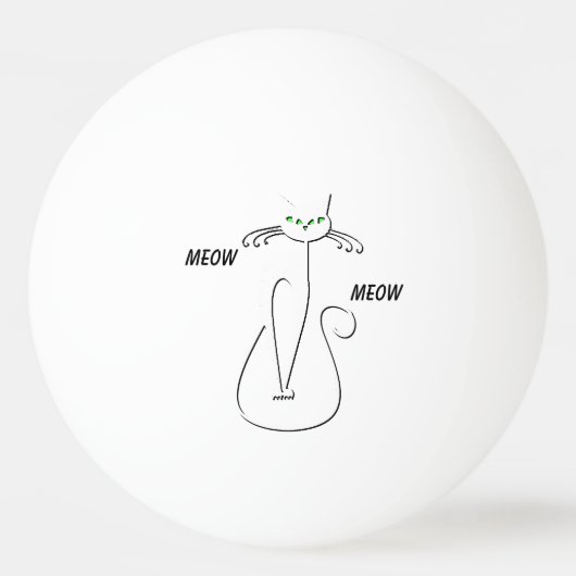 Slinky Black Cat Meow Meow Meow Custom Text Green  Tischtennisball (Vorderseite)
