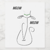 Slinky Black Cat Meow Meow Meow Custom Text Green  Weinetikett (Einzelnes Label)