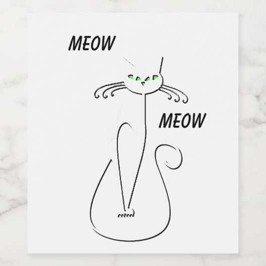 Slinky Black Cat Meow Meow Meow Custom Text Green Weinetikett (Einzelnes Label)