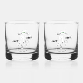 Slinky Black Cat Meow Meow Meow Custom Text Green  Whiskyglas