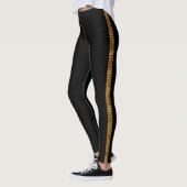 Slinky Leopard Fur Trendy Side Strip auf schwarz Leggings (Links)