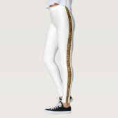 Slinky Leopard Fur Trendy Side Strip auf Weiß Leggings (Links)