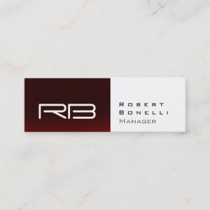 Slip Red White Monogram Manager Business Card Mini Visitenkarte