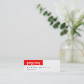 Slip Red White Monogram Manager Business Card Mini Visitenkarte (Stehend Vorderseite)