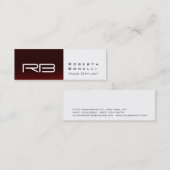 Slip Red White Monogram Stylist Business Card Mini Visitenkarte (Vorne/Hinten)