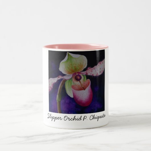 Slipper Orchid P. Chiquita Wasserfarbene Kunst, Di Zweifarbige Tasse (Mittel)