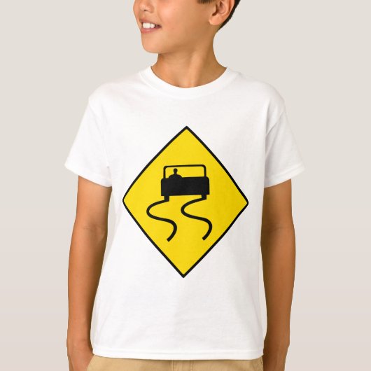 Slippery Road Sign T-Shirt (Vorderseite)