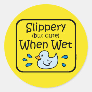 Slippery When Net Baby Runder Aufkleber