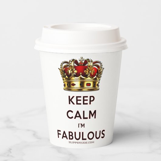 SlipperyJoe behalte eine wunderbare, ruhige Krone Pappbecher (Rückseite)