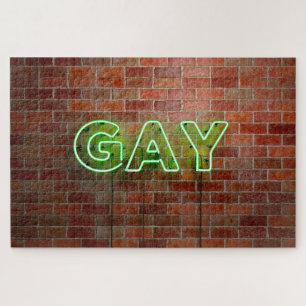 SlipperyJoe beleuchtet Gay Neon-Zeichen hell leben Puzzle