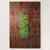 SlipperyJoe beleuchtet Gay Neon-Zeichen hell leben Puzzle (Vertikal)
