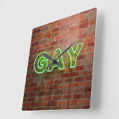 SlipperyJoe beleuchtet Gay Neon-Zeichen hell leben Quadratische Wanduhr (Winkel)