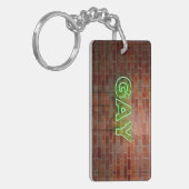 SlipperyJoe beleuchtet Gay Neon-Zeichen hell leben Schlüsselanhänger (Vorderseite links)