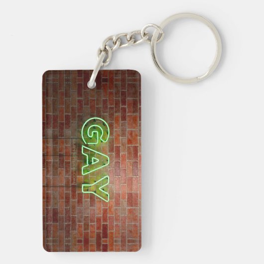 SlipperyJoe beleuchtet Gay Neon-Zeichen hell leben Schlüsselanhänger (Rückseite)