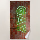 SlipperyJoe beleuchtet Gay Neon-Zeichen hell leben Strandtuch (Vorderseite)