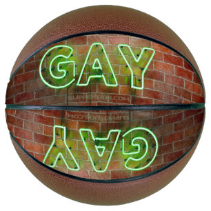 SlipperyJoe beleuchtetes schwules Neon-Schild hell Basketball