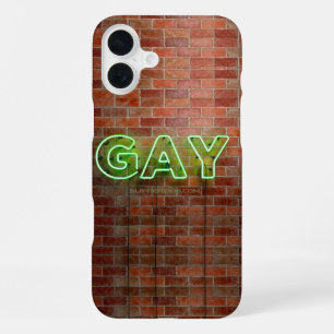 SlipperyJoe beleuchtetes schwules Neon-Schild hell iPhone 16 Plus Hülle