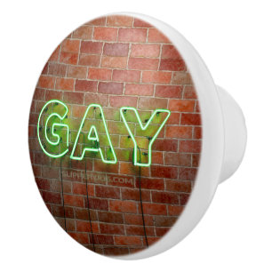 SlipperyJoe beleuchtetes schwules Neon-Schild hell Keramikknauf