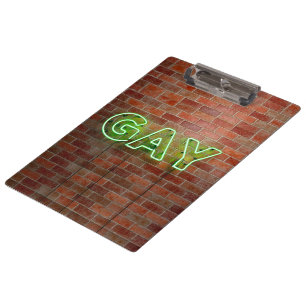 SlipperyJoe beleuchtetes schwules Neon-Schild hell Klemmbrett