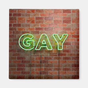 SlipperyJoe beleuchtetes schwules Neon-Schild hell Magnet