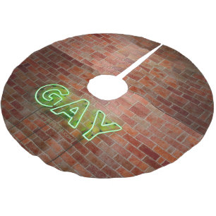 SlipperyJoe beleuchtetes schwules Neon-Schild hell Polyester Weihnachtsbaumdecke